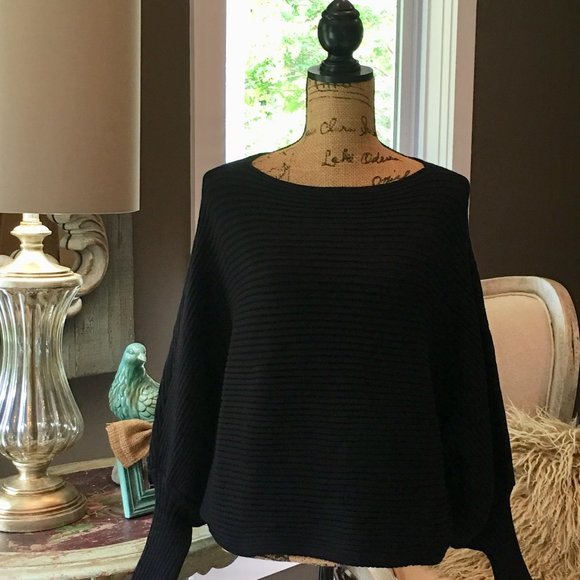 Sweaters - COZY LONG SLEEVE BATEAU NECK SWEATER - BLACK